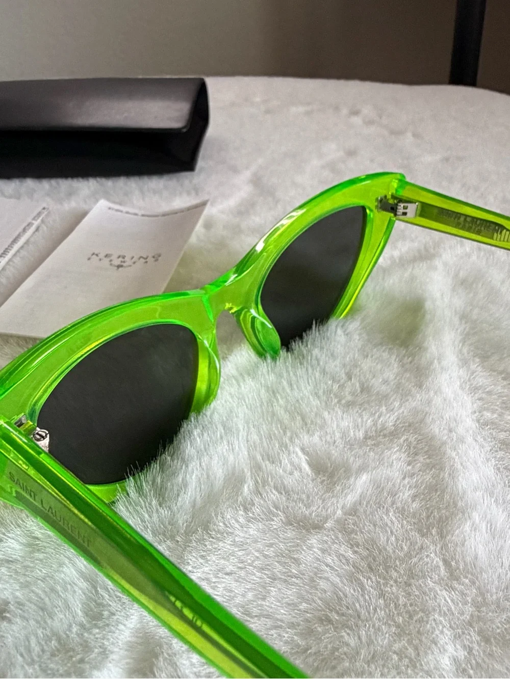 Saint Laurent Lily Translucent Lime Green Cat Eye SL213 Retro Chic Sunglasses